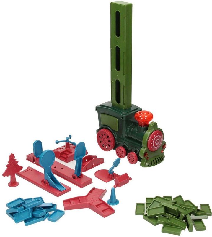 Domino - Set met Trein - 129dlg - Inclusief 120 Dominostenen en 8 Attributen