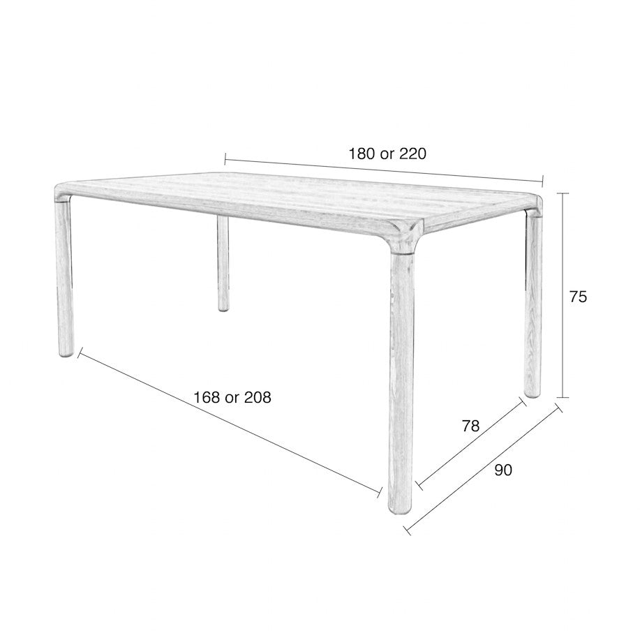 Zuiver Storm Eettafel - 220 x 90 cm - Donkerbruin