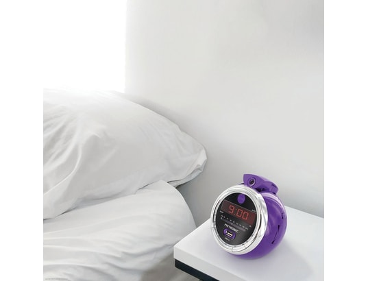 METRONIC - Radio-réveil pop purple fm usb projection double alarme - vi...
