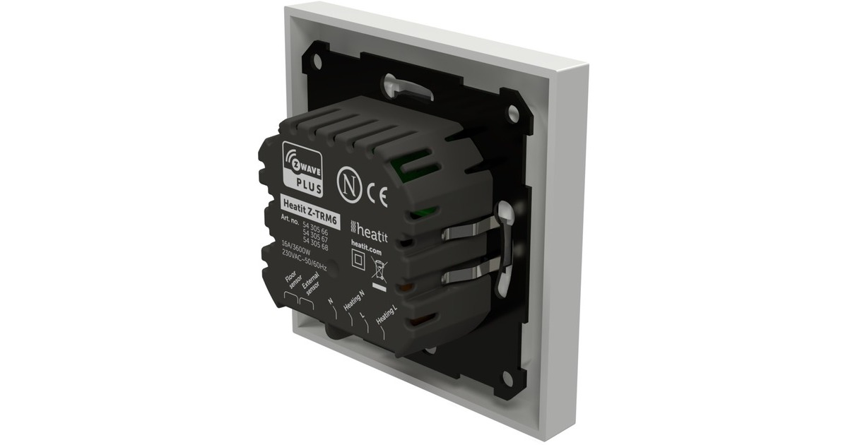 heat itZ-TRM6 White RAL 9003 thermostaat  (Wit, 3600W, 16A, Z-Wave)