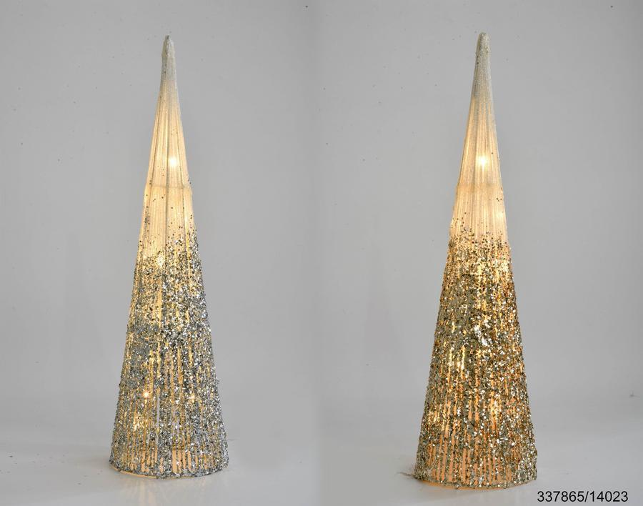 CONE LED 14X14X50CM ARGENT CHAMPAGNE