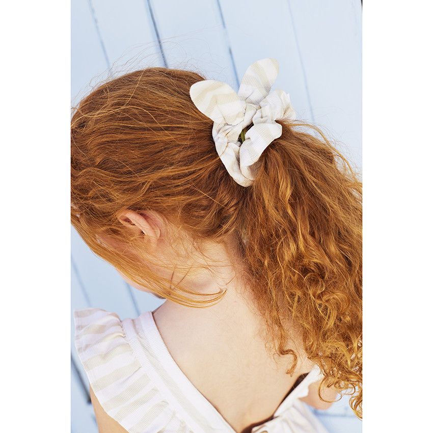 Lot de 2 chouchous rayés pour fille - Ecru