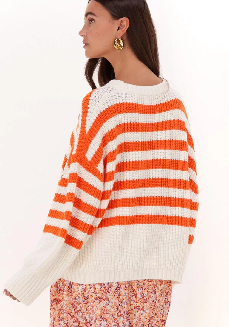 NEO NOIR oranje neo noir trui dakota stripe knit blouse