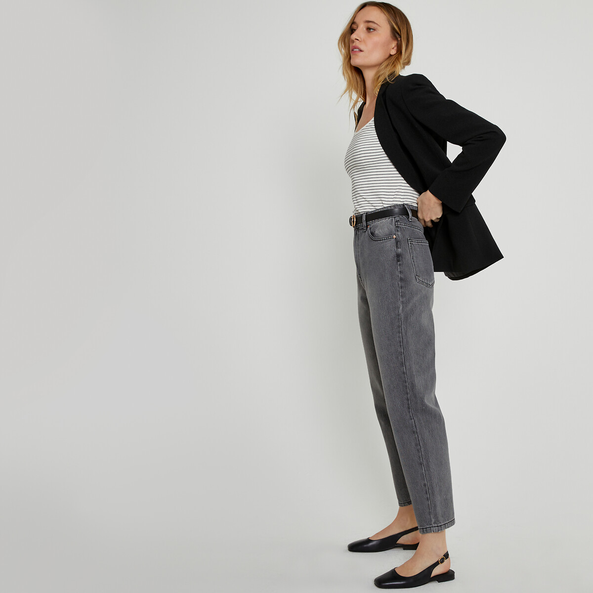 COLEÇÕES LA REDOUTE<br>Mom jeans, algodão orgânico, Signature PAULINE