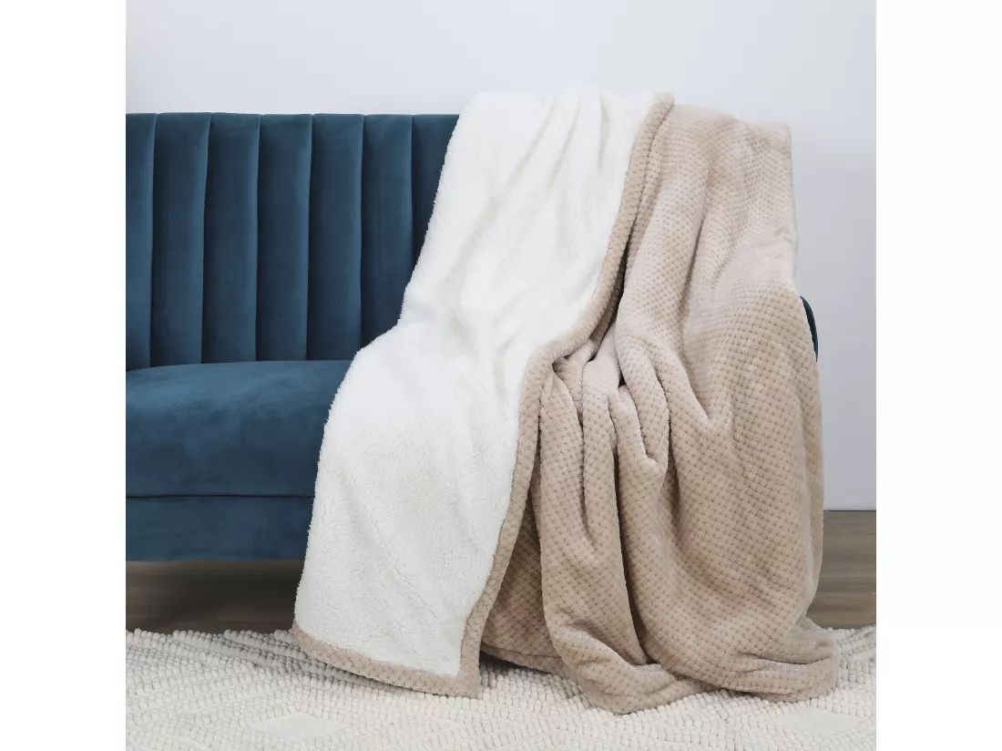 Plaid Nid Abeille Beige Sherpa Xxl 180x220cm