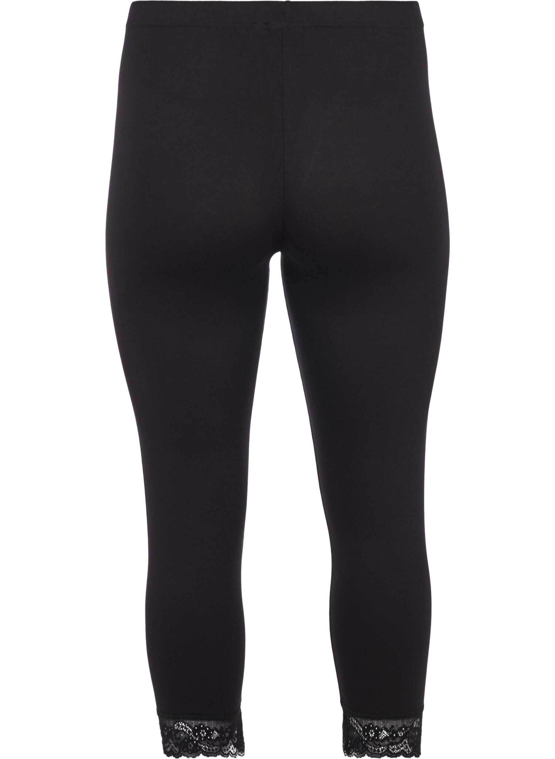 Basis 3/4 leggings med blondekant