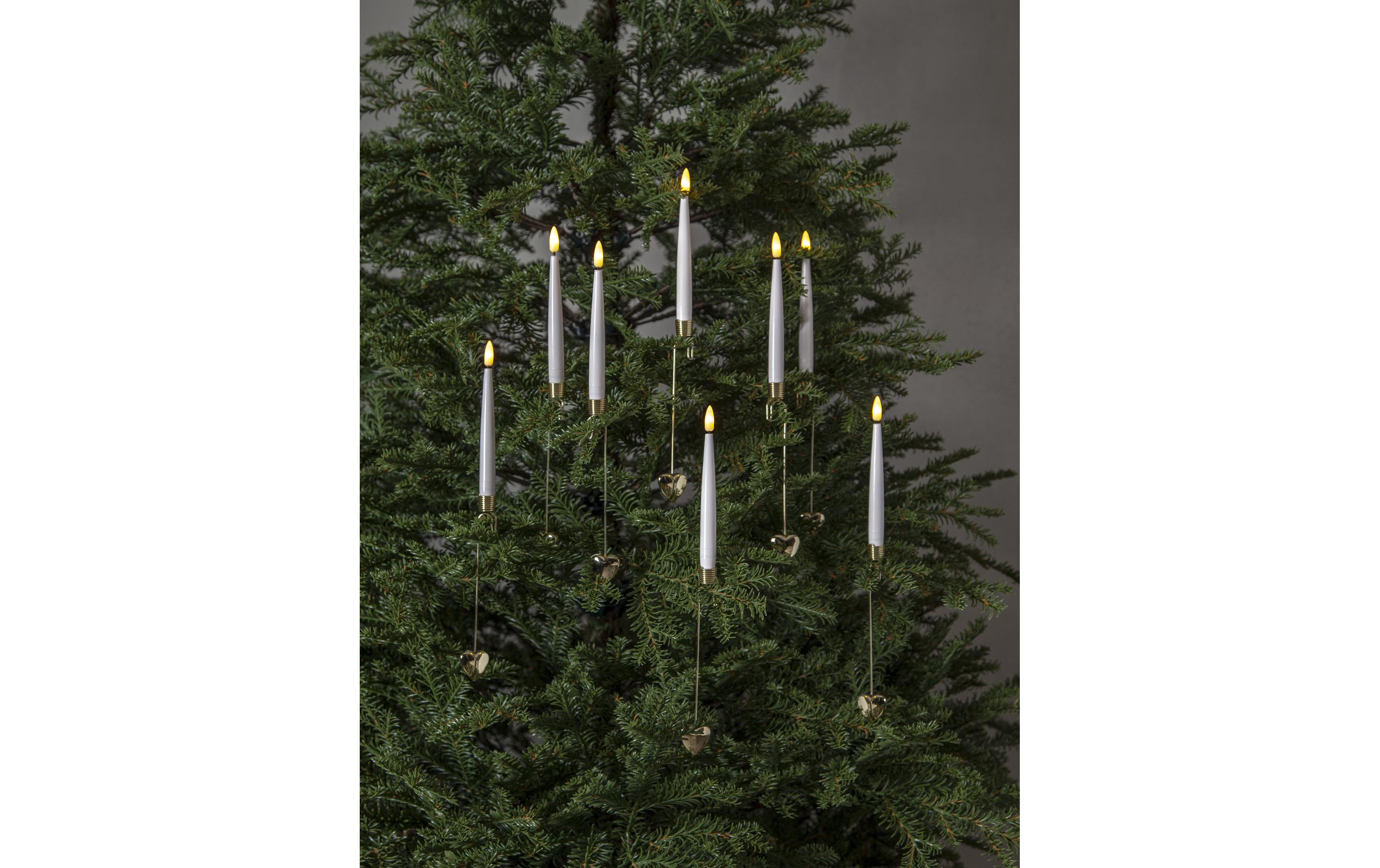 LED Baumkerze Flamme, Warmweiss, Weiss, 8 StückDekorative batteriebetriebene Baumkerzen mit Timerfunktion für den Innenbereich