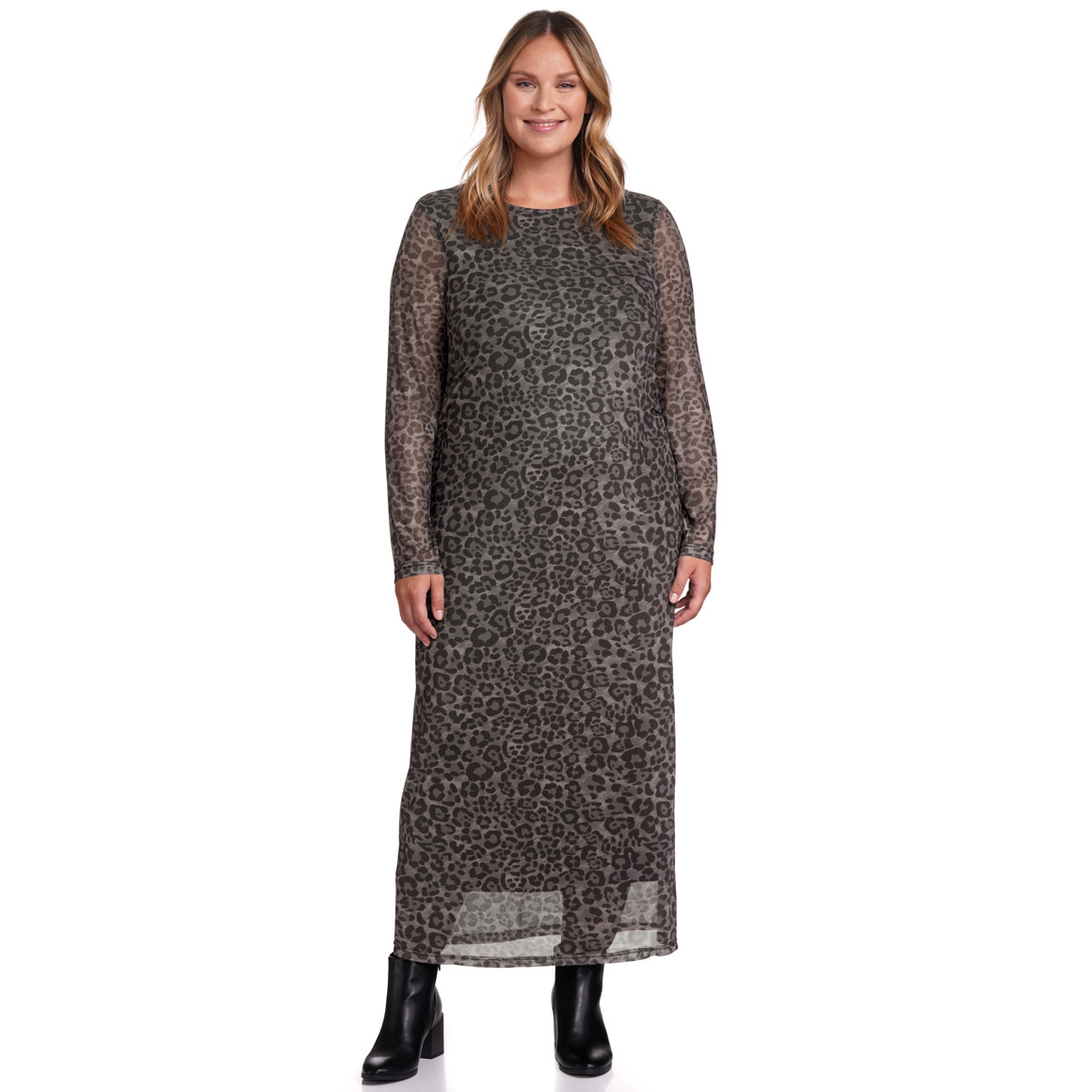 Gina Benotti Damen Kleid mit Leo-Muster allover dunkelgrau