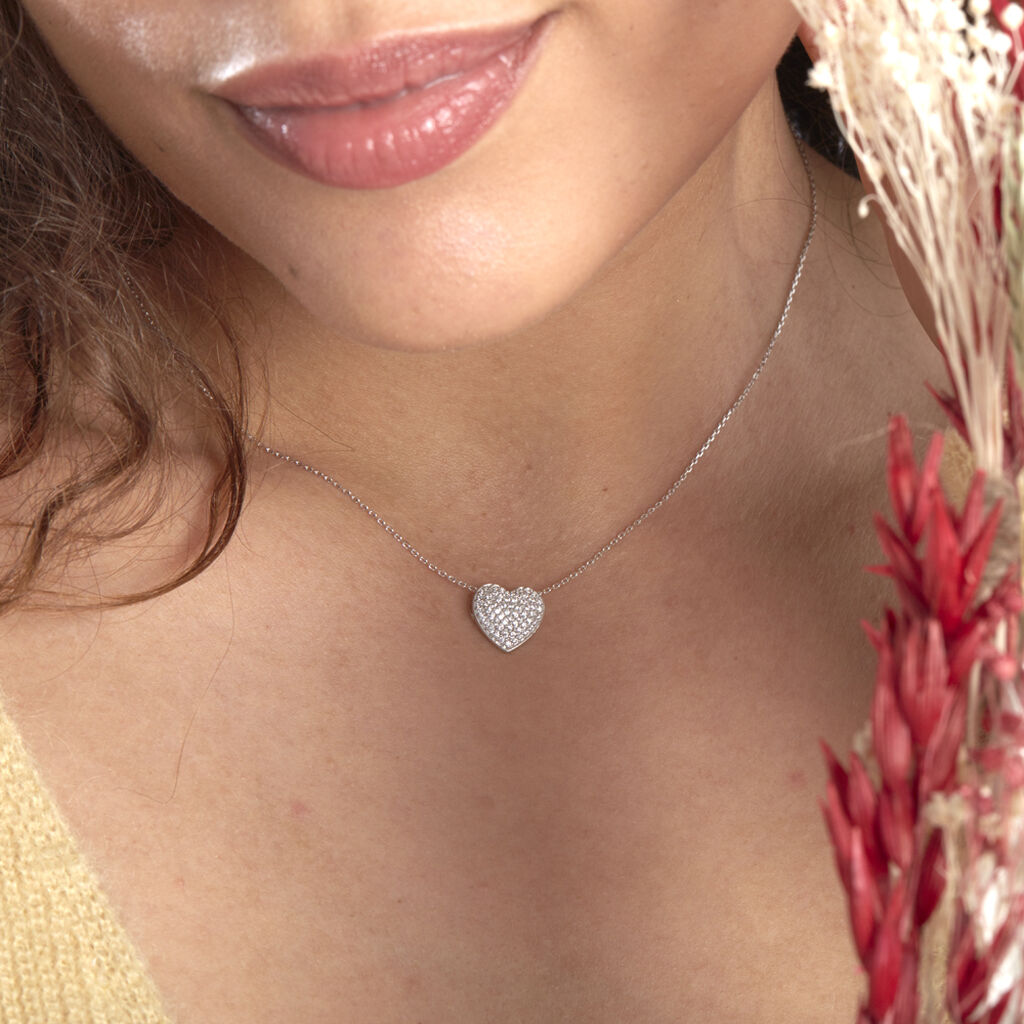 Collier Or Blanc Dann Oxydes De Zirconium