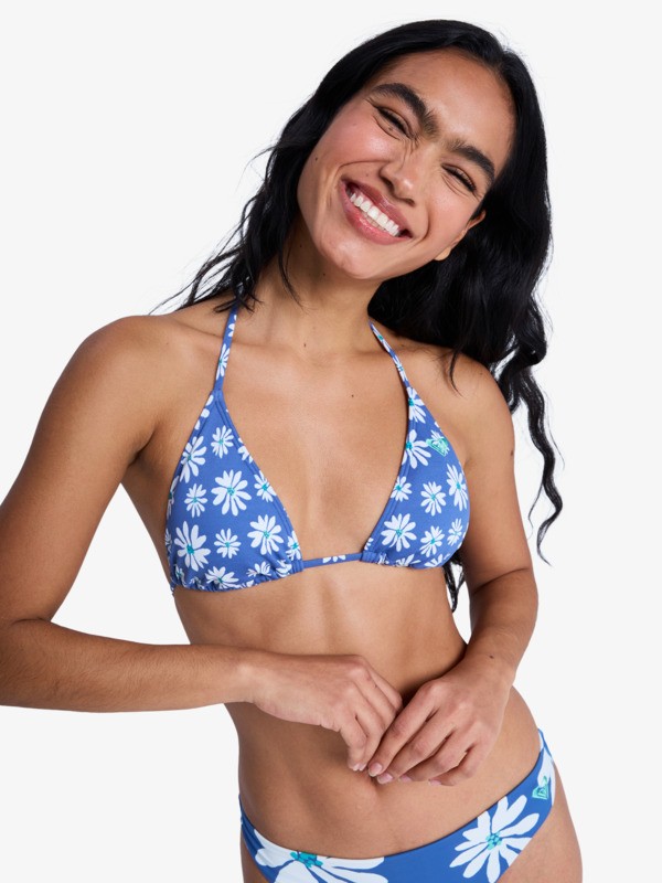 Printed Essentials Tiki Tri Haut de bikini triangle Bleu Femme