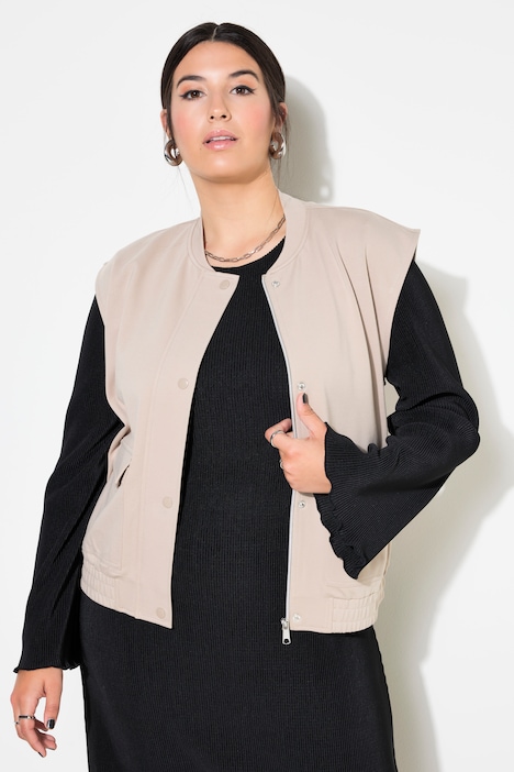 Jersey-Weste, kurzer Boxy Shape, verdeckter Zipper