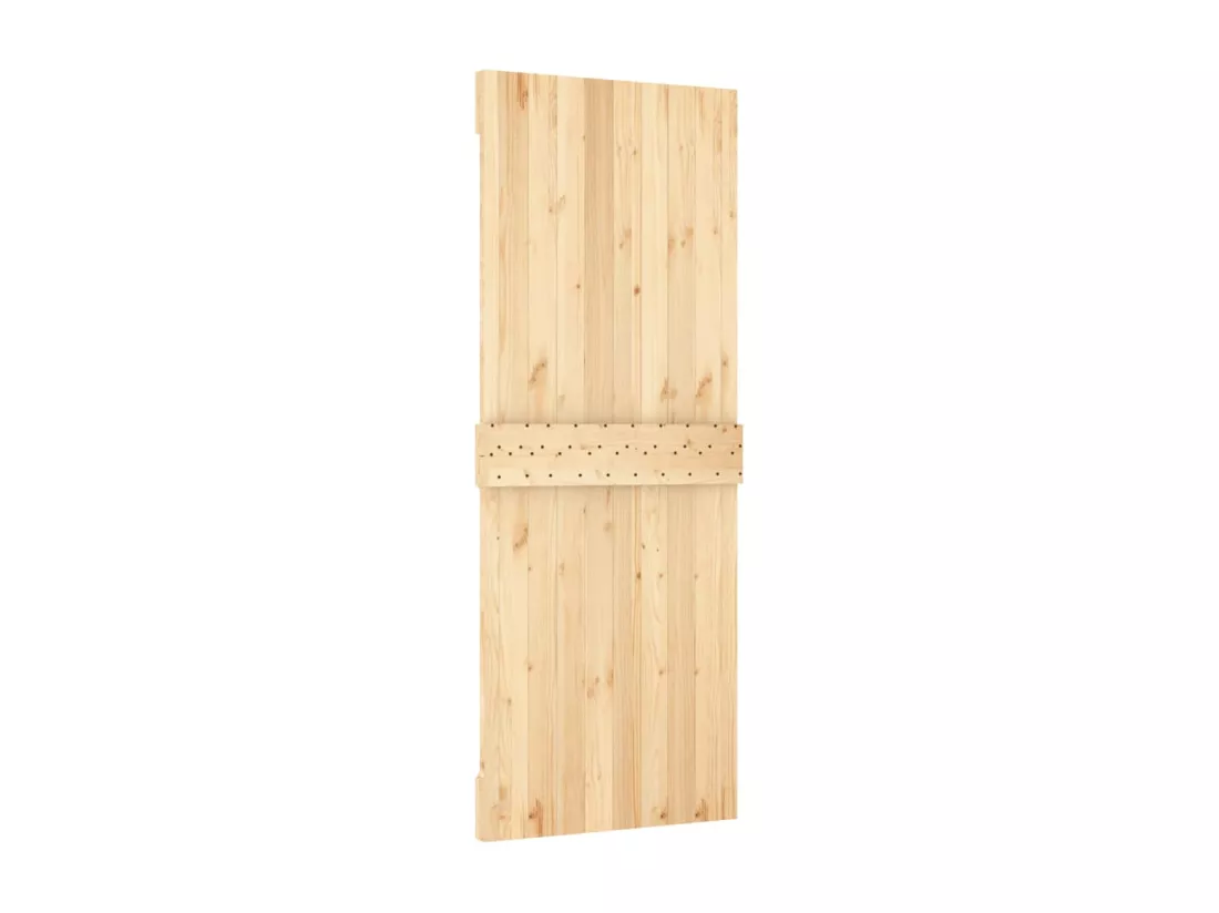 Porte coulissante et kit de quincaillerie 90x210 cm pin massif