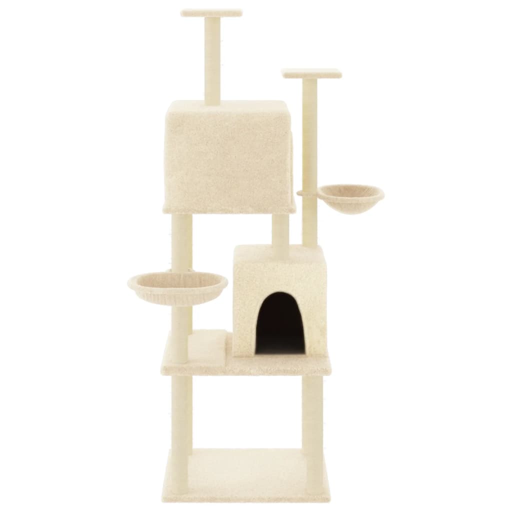 Arranhador para gatos vidaXL com postes de sisal creme, 180 cm
