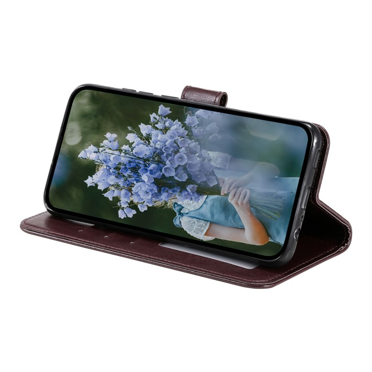 Samsung Galaxy A56 Leder Tasche Wallet - Mandala Flowers Imprint - Braun