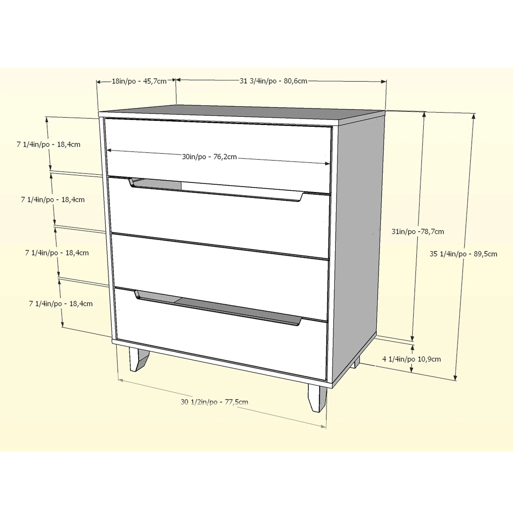 Nexera Bureau 4 Tiroirs Nomad - Blanc et Érable Naturel