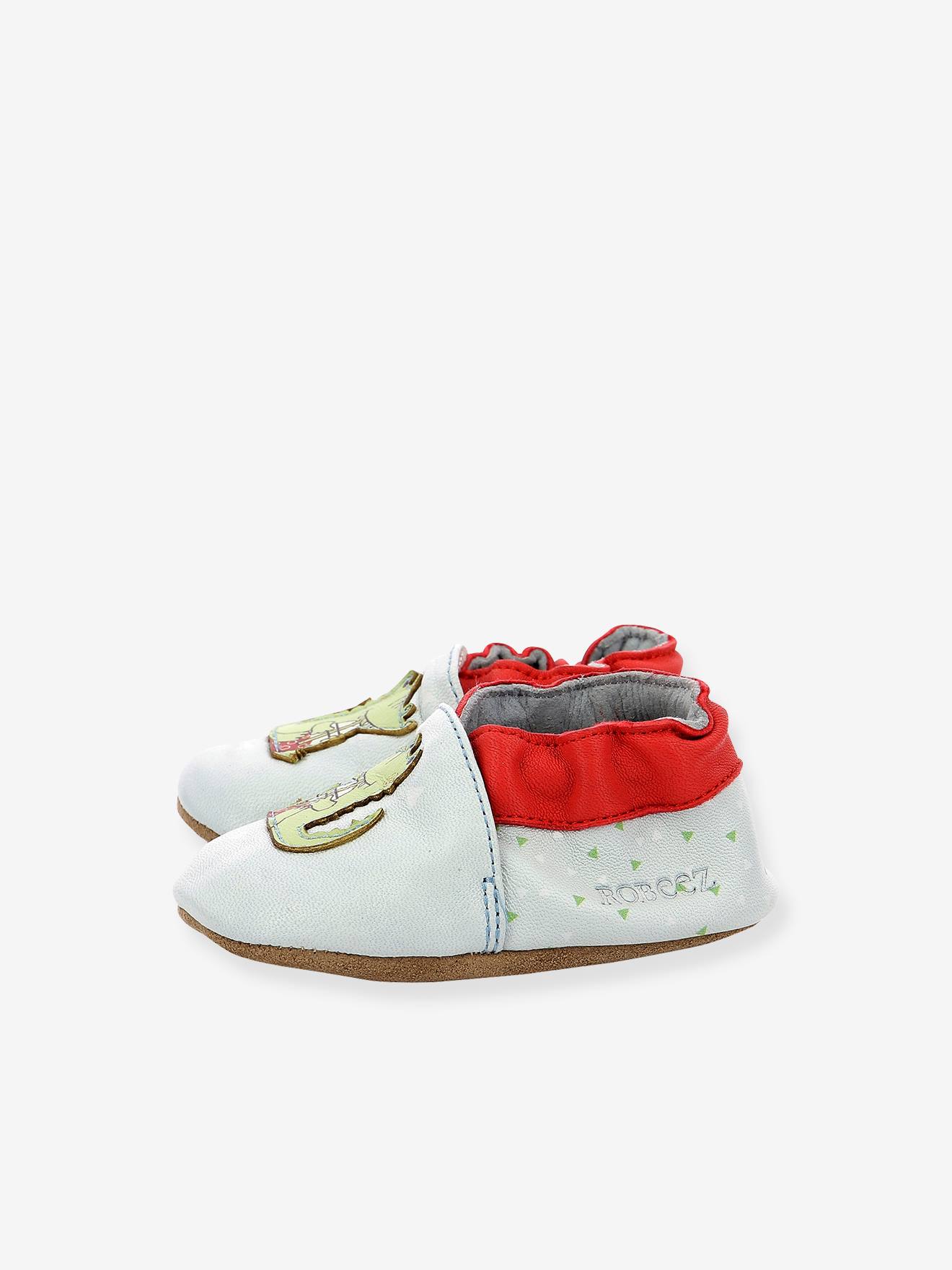 ROBEEZ© Relax Croco Pantufas de Bebê em Couro Flexível Azul Claro