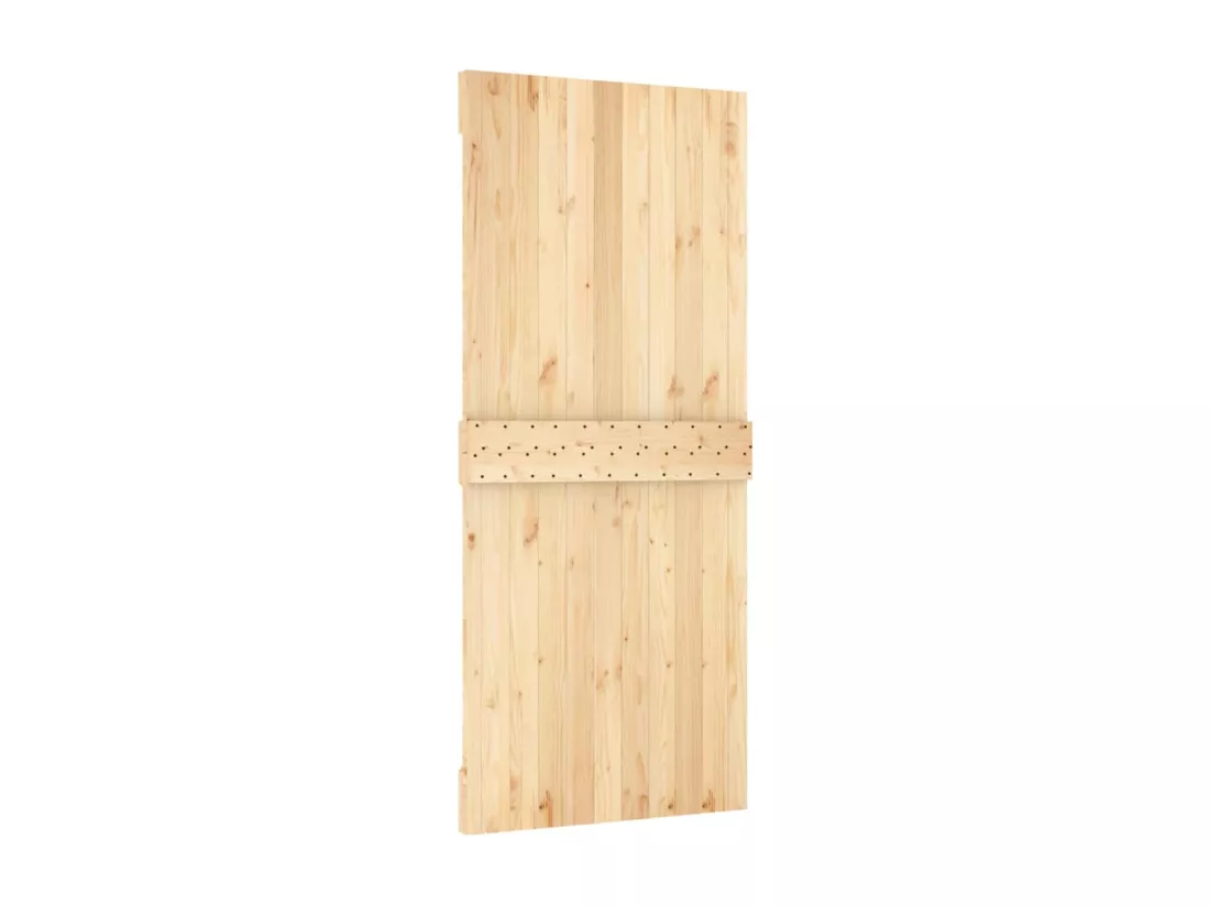 Porte coulissante et kit de quincaillerie 90x210 cm pin massif