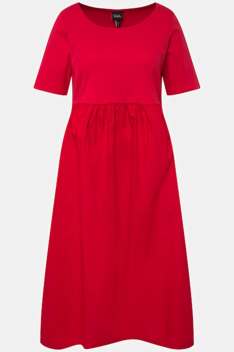 Midikleid, Rippjersey, A-Linie, Rundhals, Halbarm