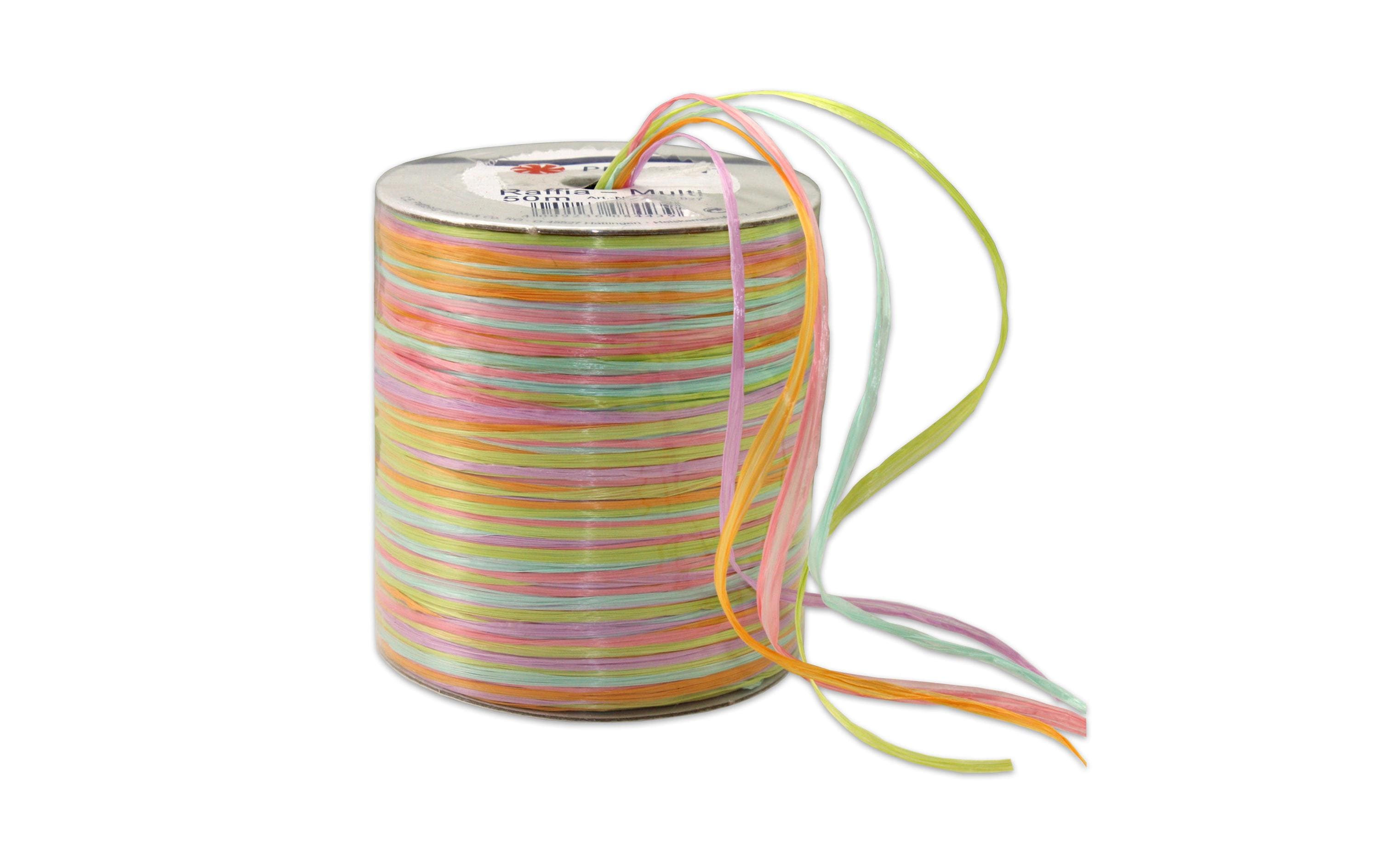 Geschenkband Raffia Multi 50 m, MehrfarbigBand für Geschenke