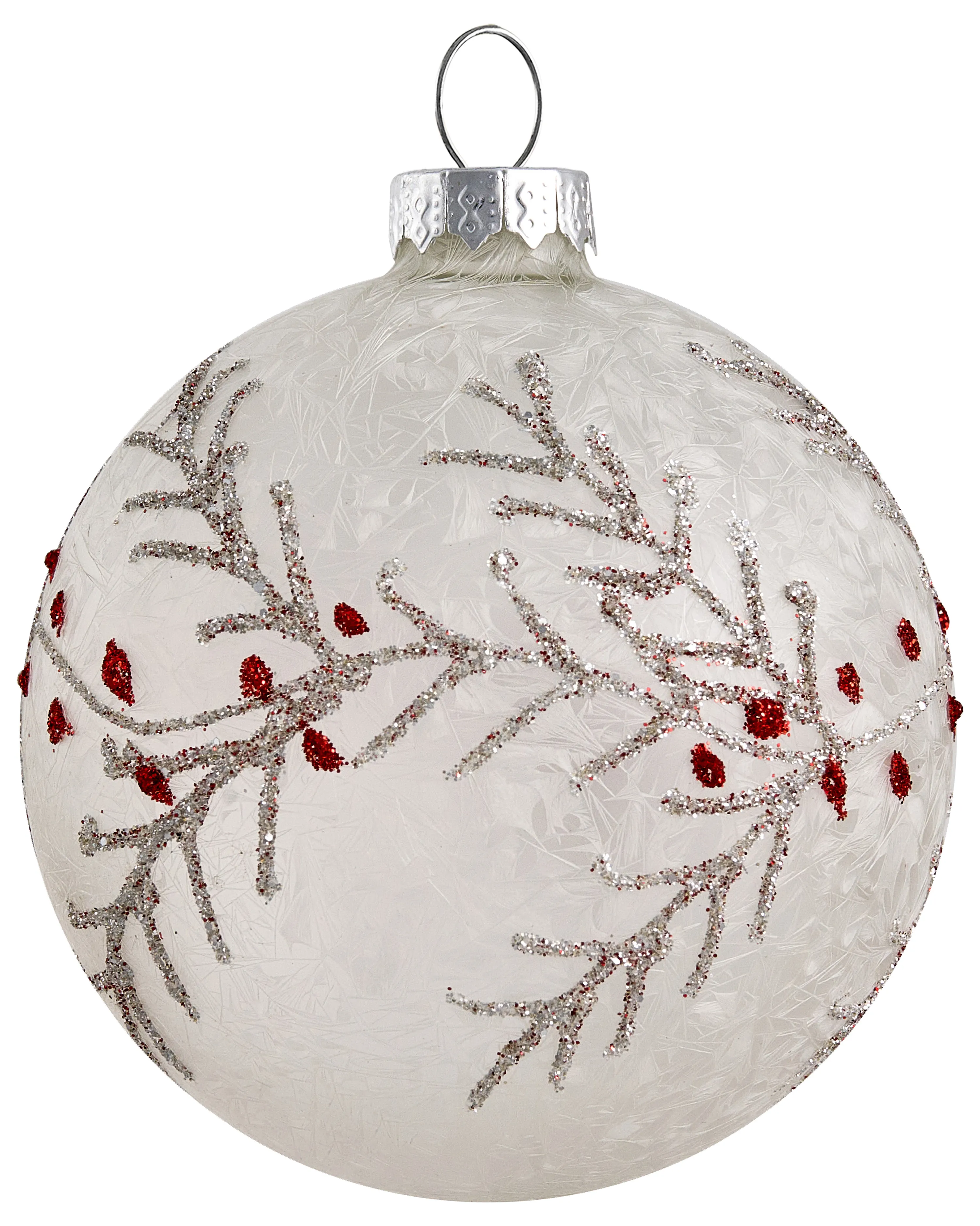 Set van 50 kerstballen SNOWFLAKE Glas Rood/wit