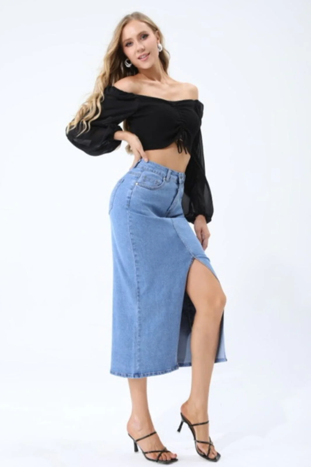 LECC Josefine Long Denim Skirt