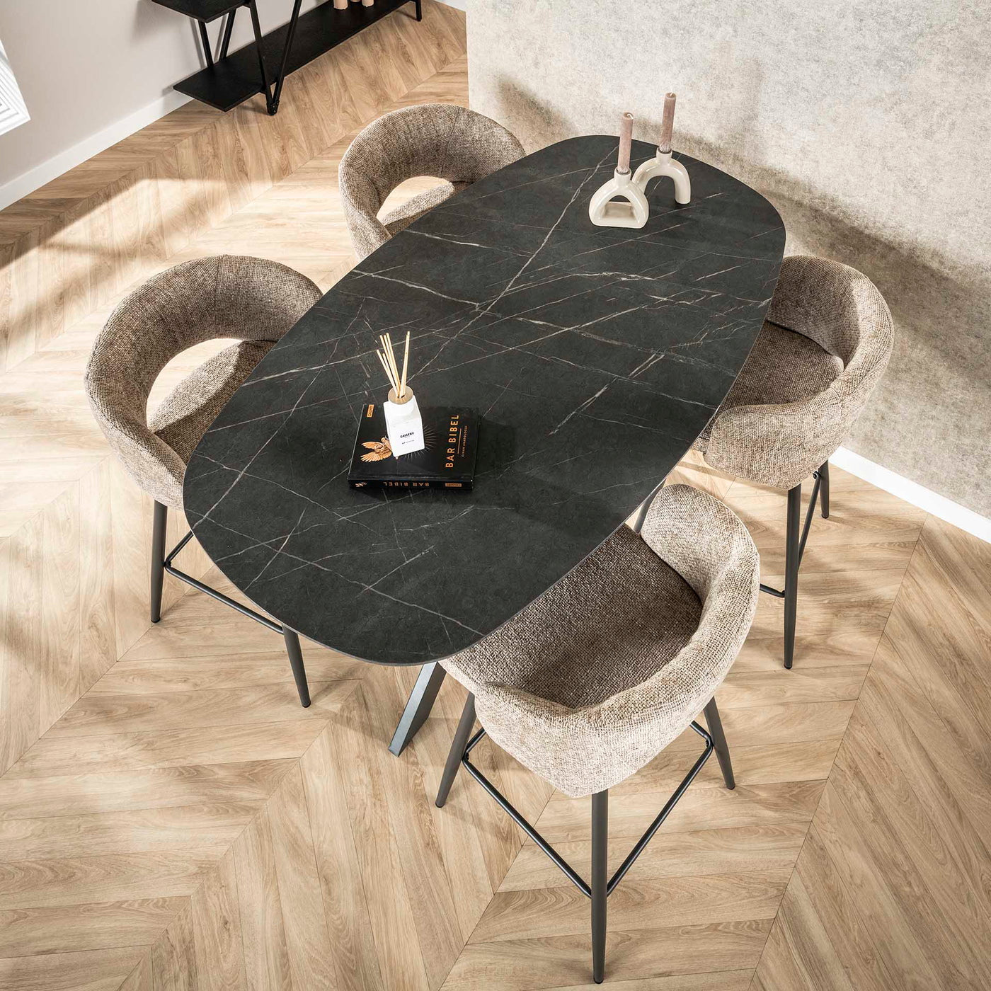 Giga Meubel - Bartafel Keramieklook - 140x80x93cm - Kruisframe