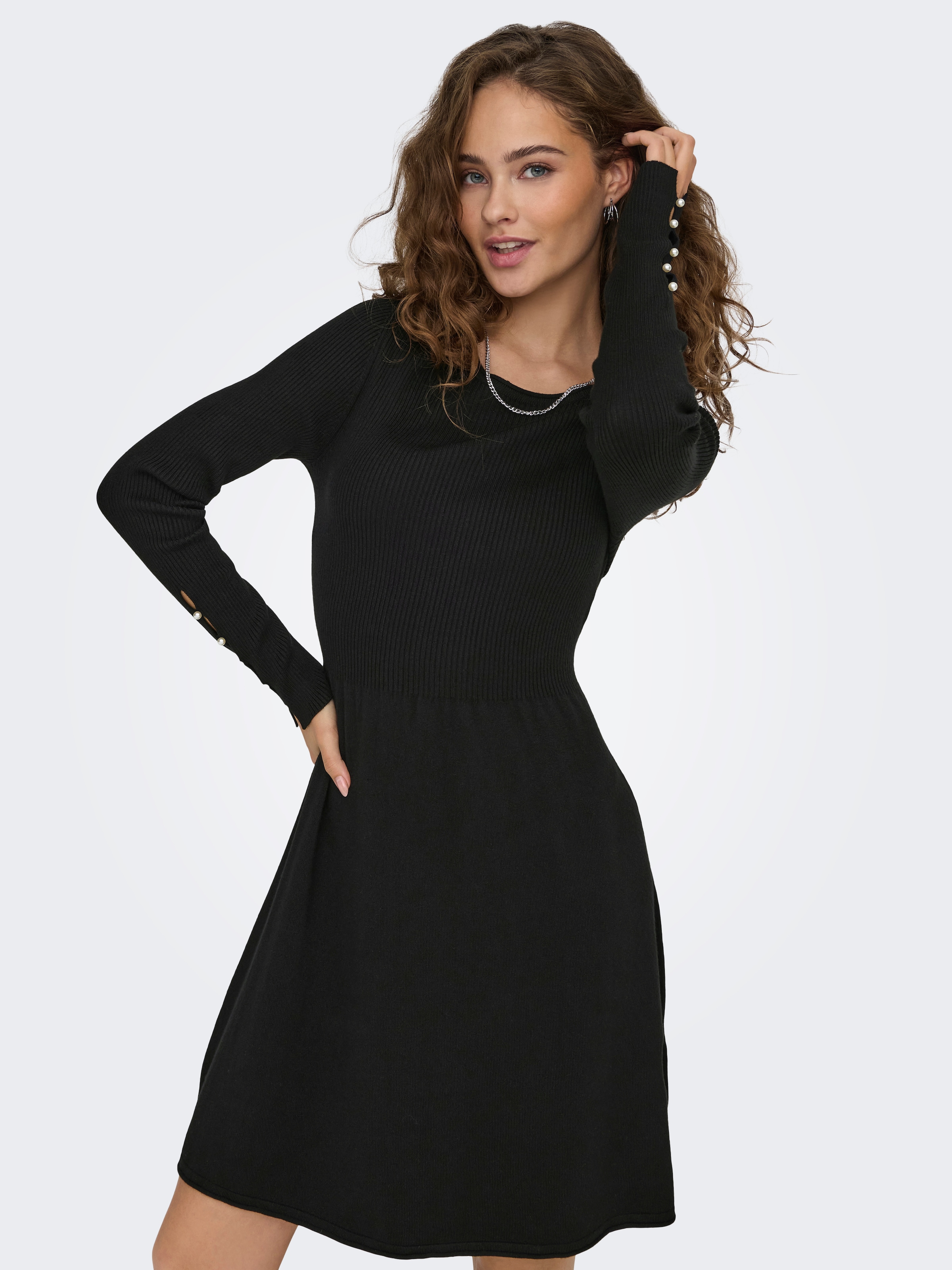 ONLY Midikleid »ONLNATASCHA LS PEARL O-NECK DRESS CC KNT« Sommerkleid