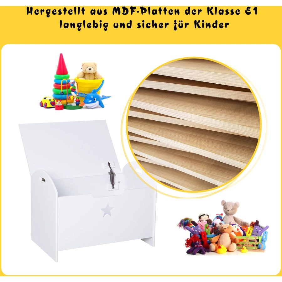 HOMCOM Kinder Spielzeugtruhe weiß