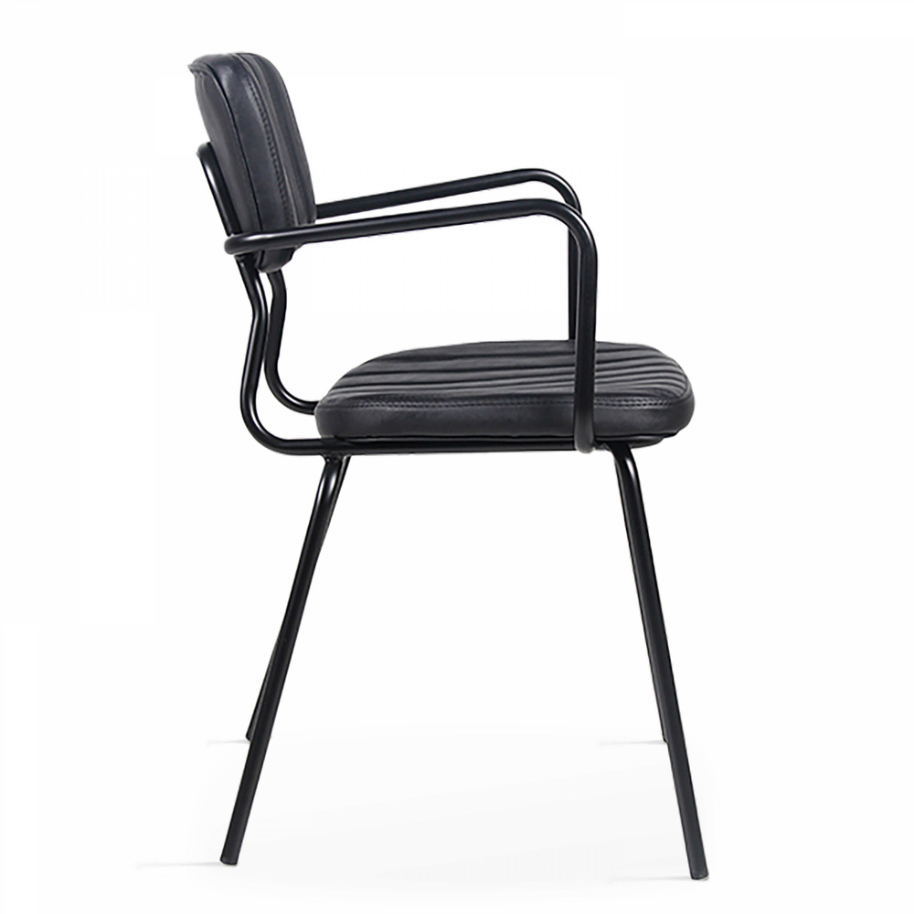 Lot de 2 chaises avec accoudoirs en textile enduit noir