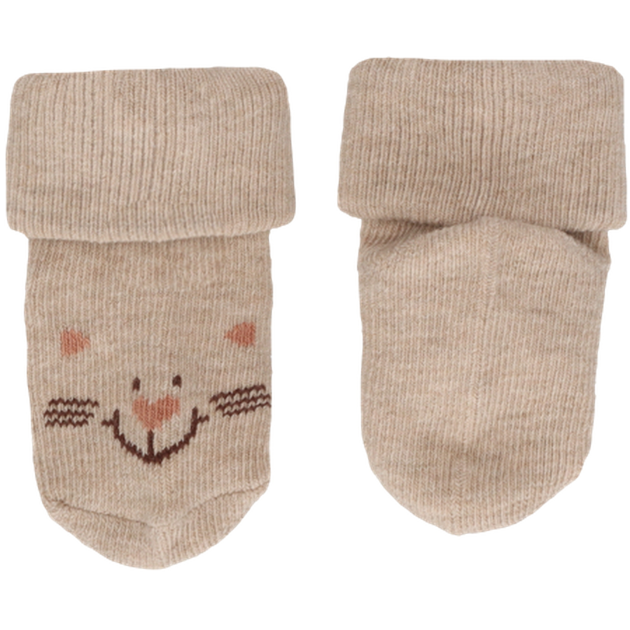 Sterntaler Erstlingssöckchen 3er-Pack Katze beige melange