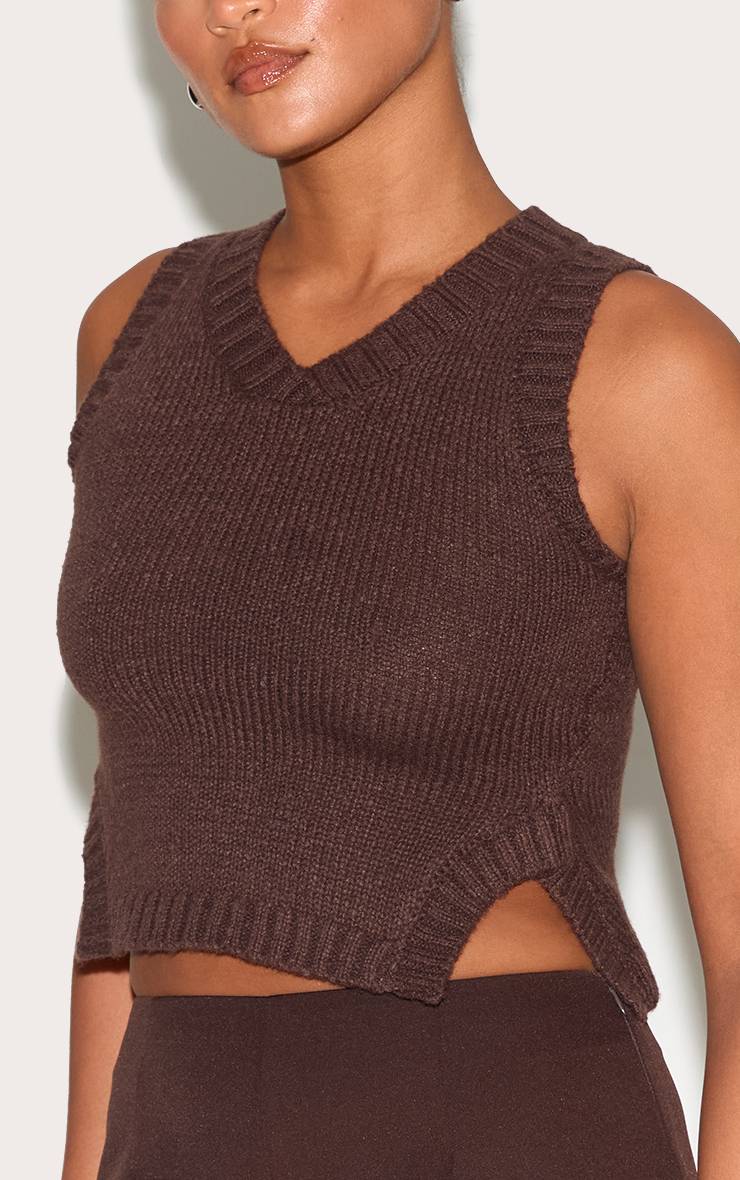Deep Chocolate Gilet Côtelé En Maille