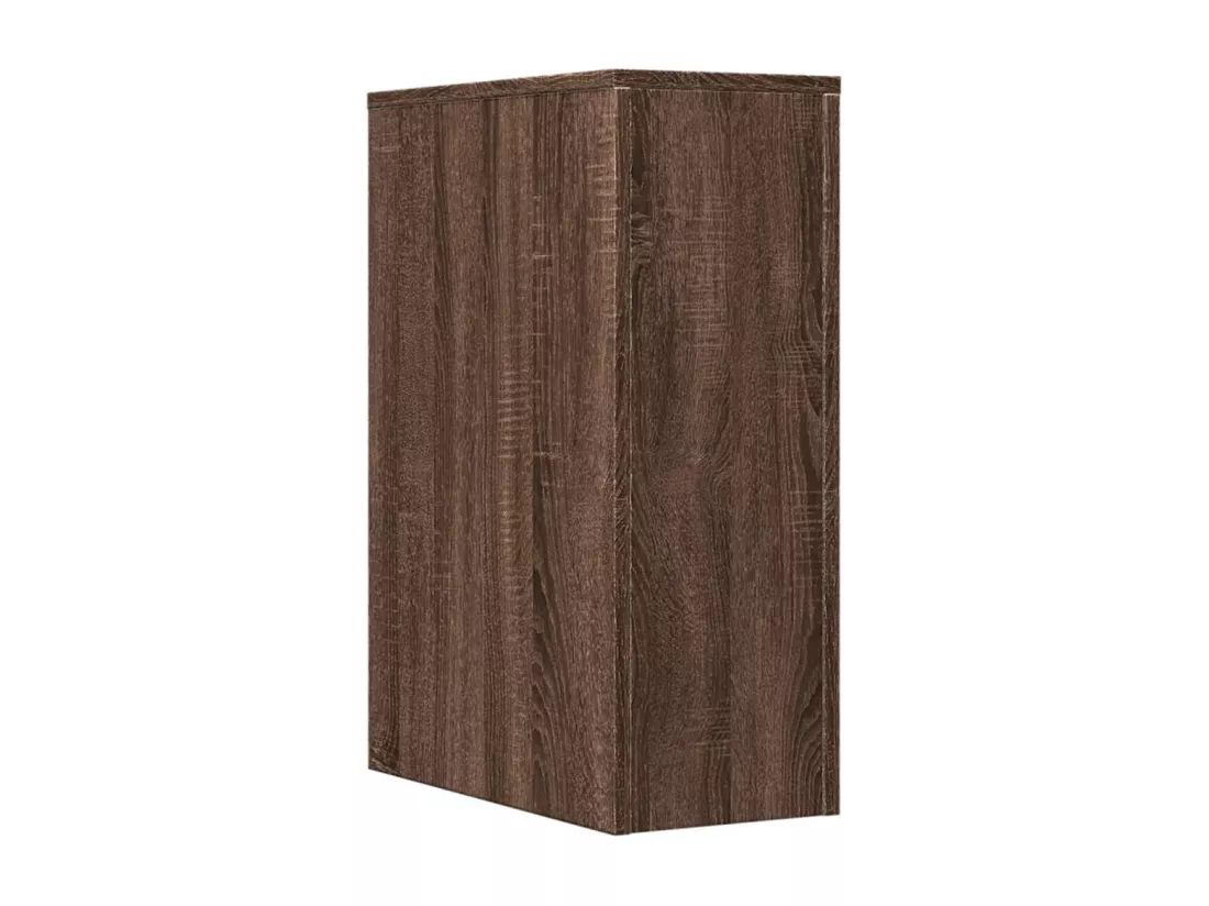 Armoire de salle de bain étroite avec roulettes chêne marron