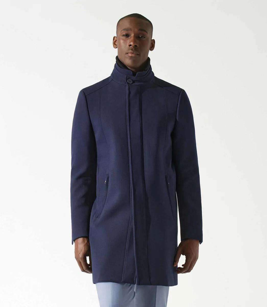 Manteau ville laine bleu marine INEON