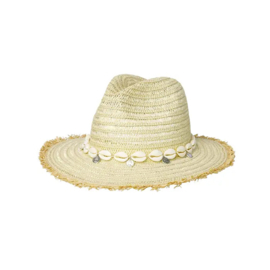 Off white zomerhoed met schelpjes