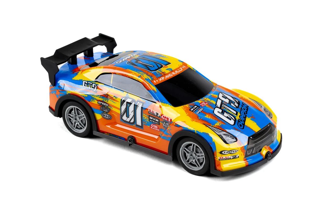 Auto Champion GT9 mit Licht, Gelb/Blau, 1:22Ferngesteuerter Sportwagen mit Licht für Kinder ab 3 Jahren