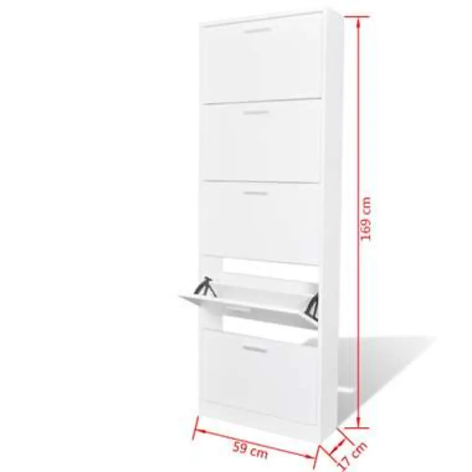 vidaXL - Houten Schoenenkast - Wit - Hout