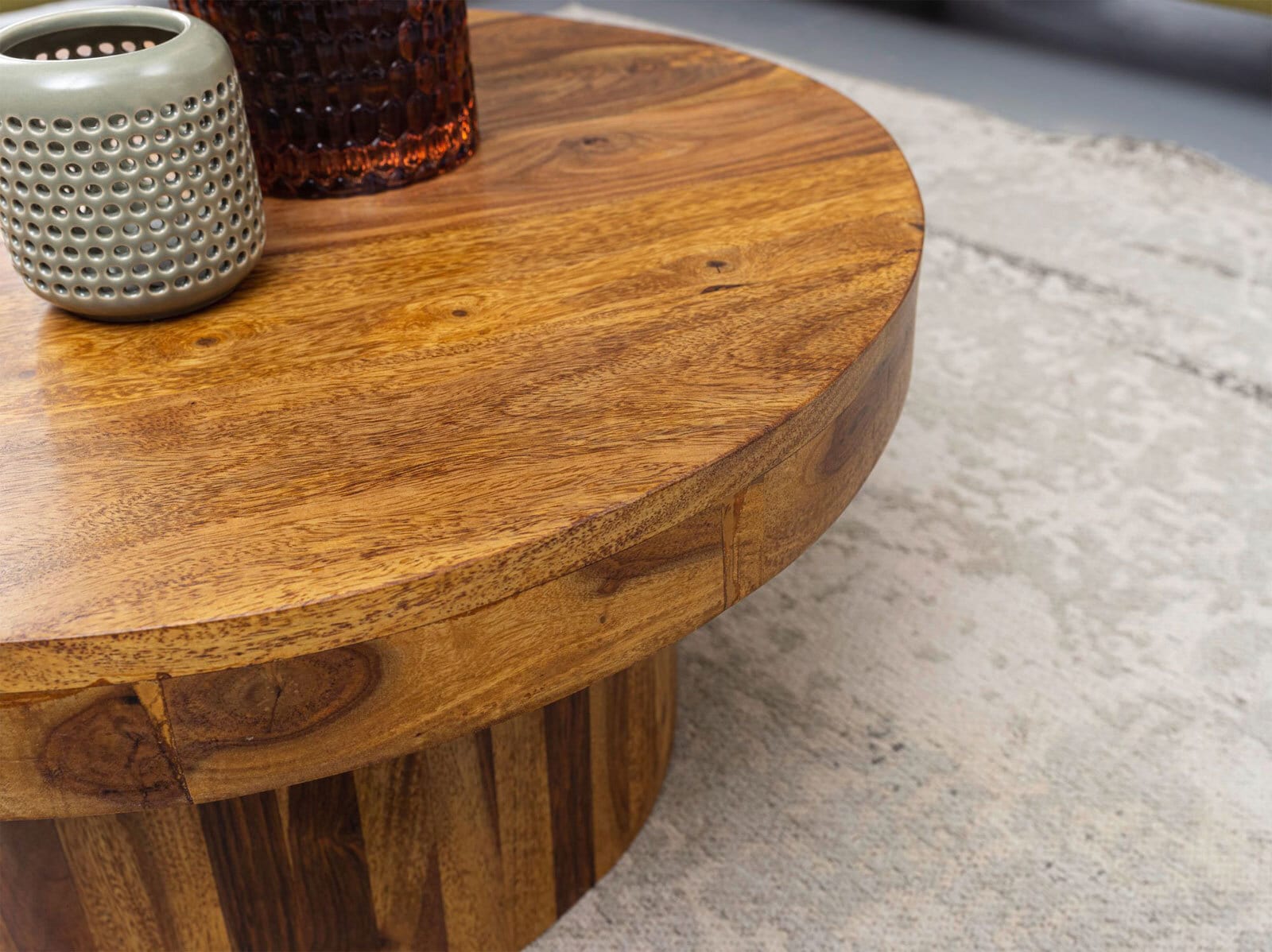 CASAVANTI Couchtisch rund 60 x 60 cm Sheesham Massivholz