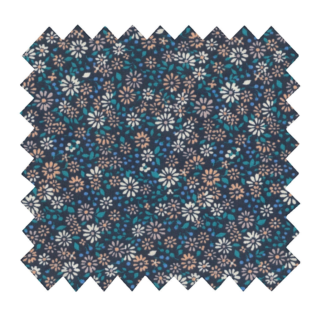 Tissu Coton Au Mètre Paquerette Marine