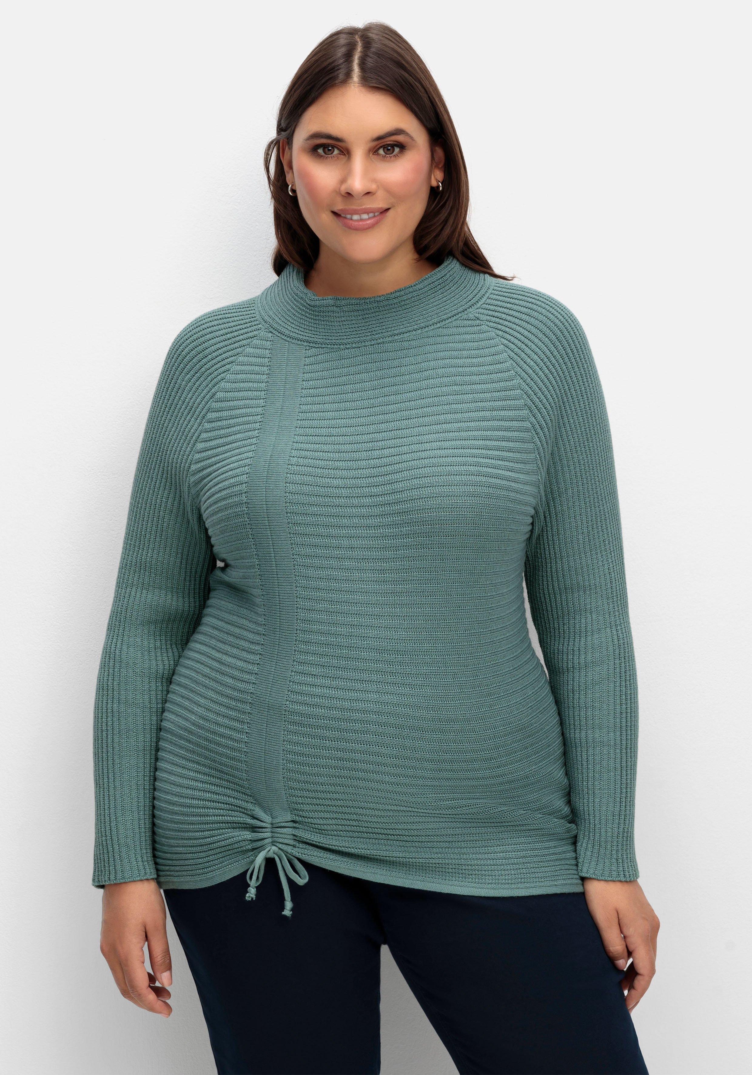 Pullover im Rippstrick, mit Raffung vorn