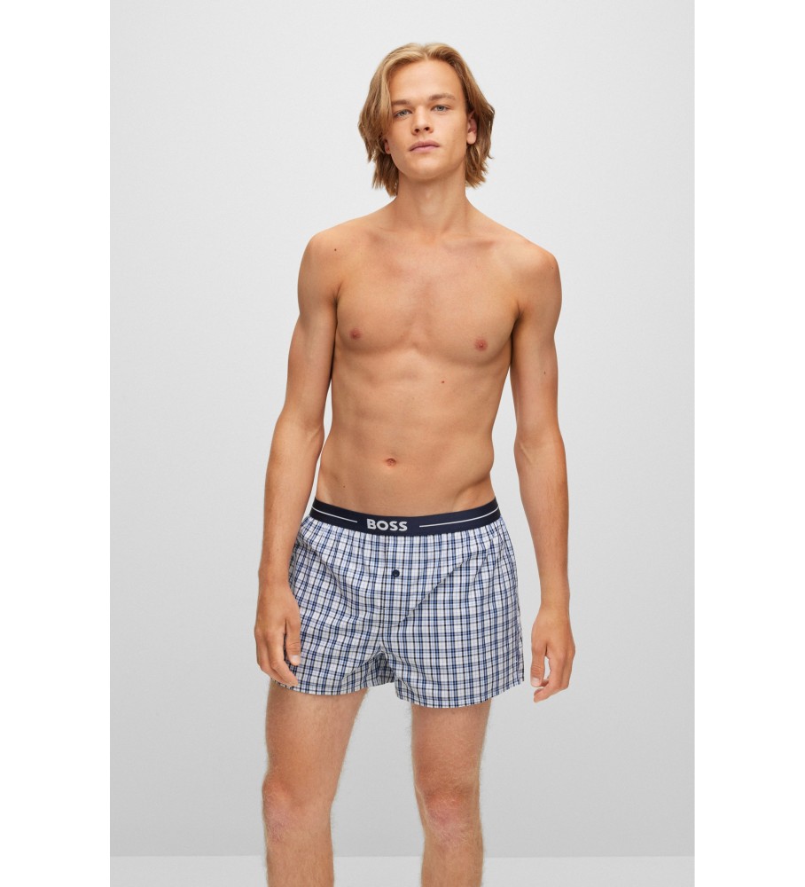 Pacote com 2 cuecas boxer BOSS NOS EW 2P azul e marinho