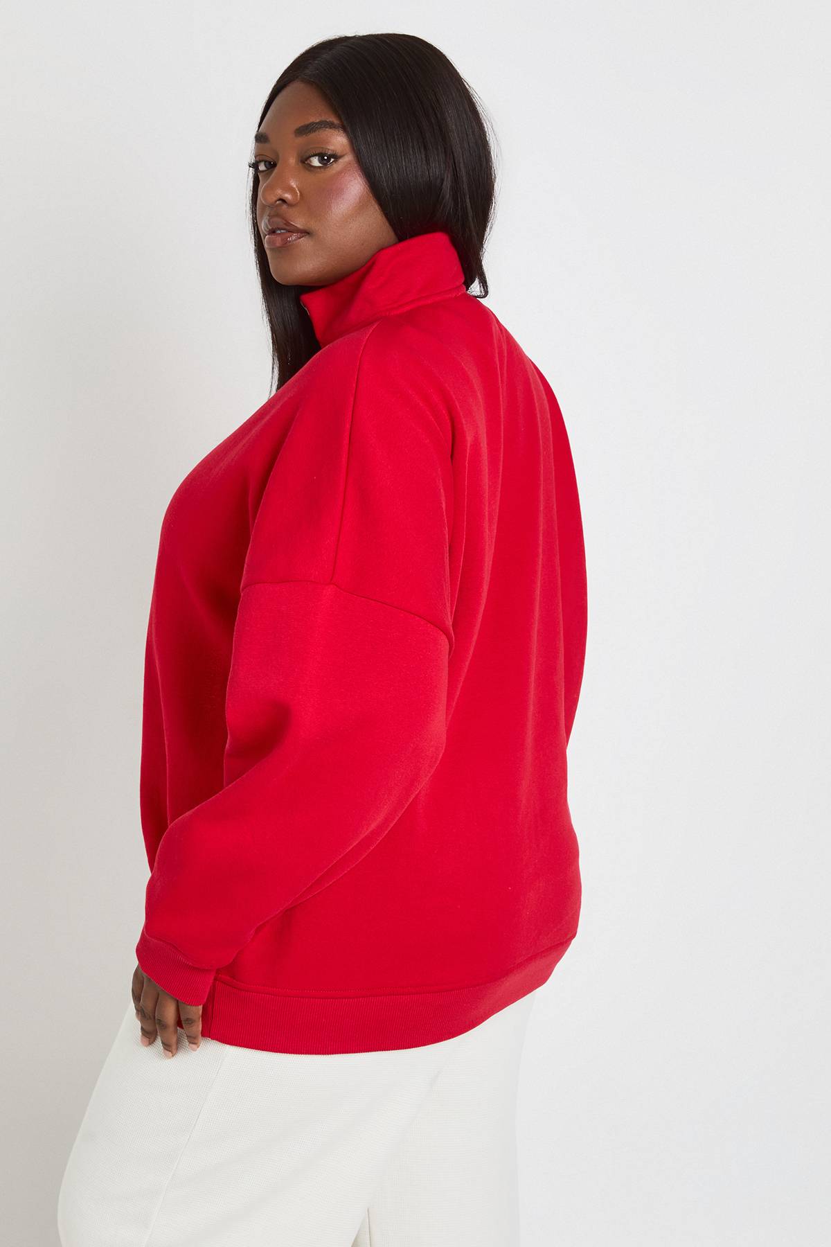 boohoo Sweat-shirt Grande Taille Demi-zip Oversize