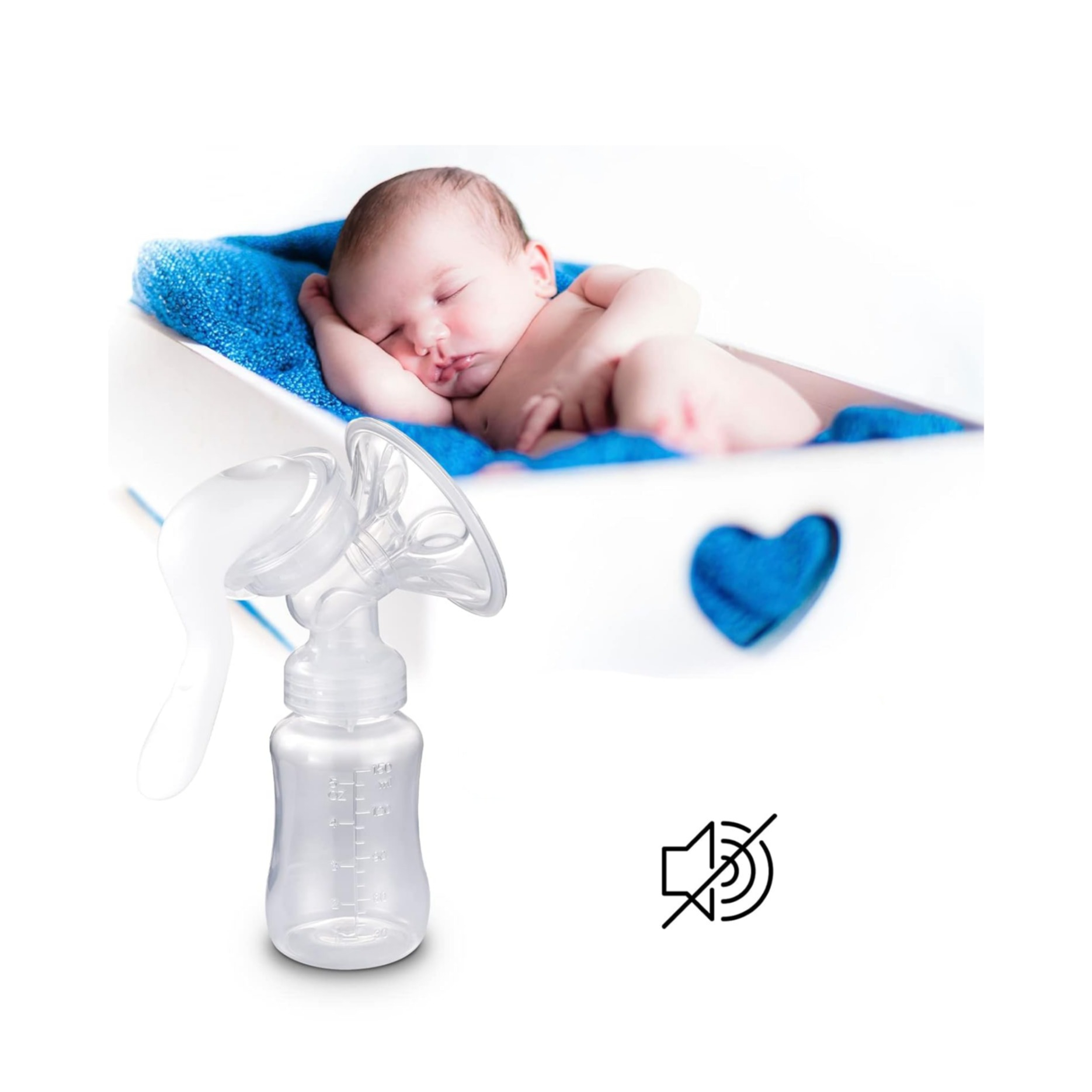 (150ml) Manuelle Milchpumpe Baby Muttermilch Sammler Brustpumpe Handmilchpumpe für Unterwegs / Zuhause - Transparent
