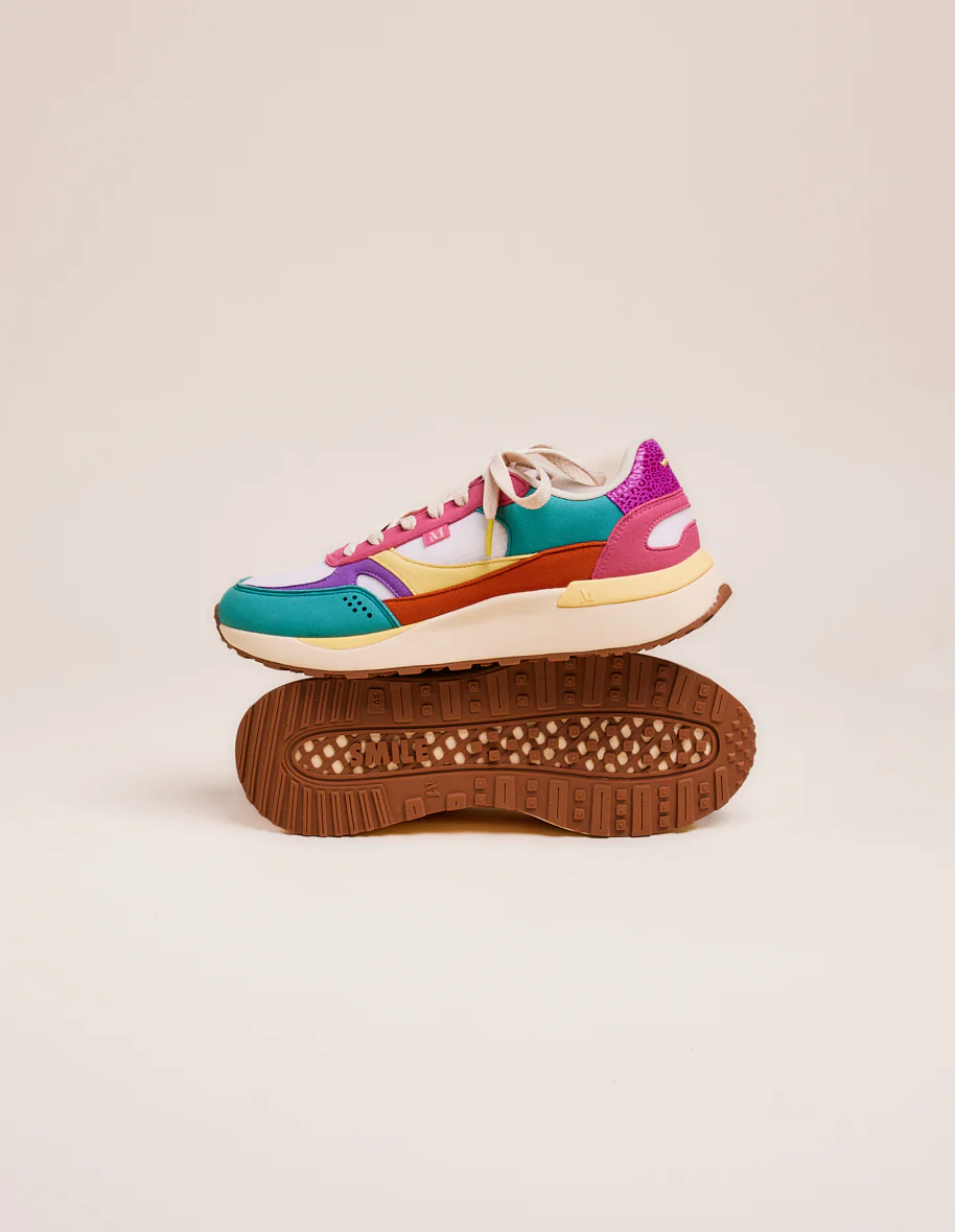 Baskets basses Anaelle - Turquoise violet rose