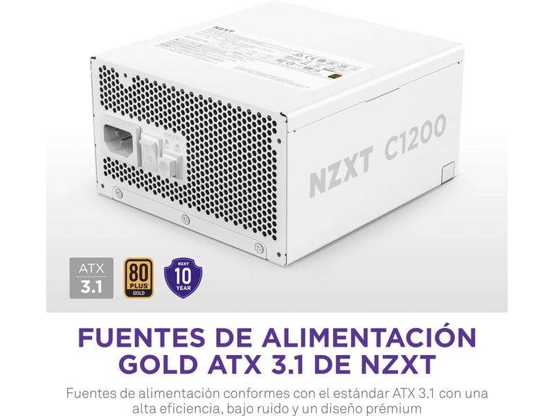 NZXT Netzteil C1200 Gold 1200 W, Weiss 1200 Watt 80 PLUS Gold Vollmodulares ATX-Netzteil