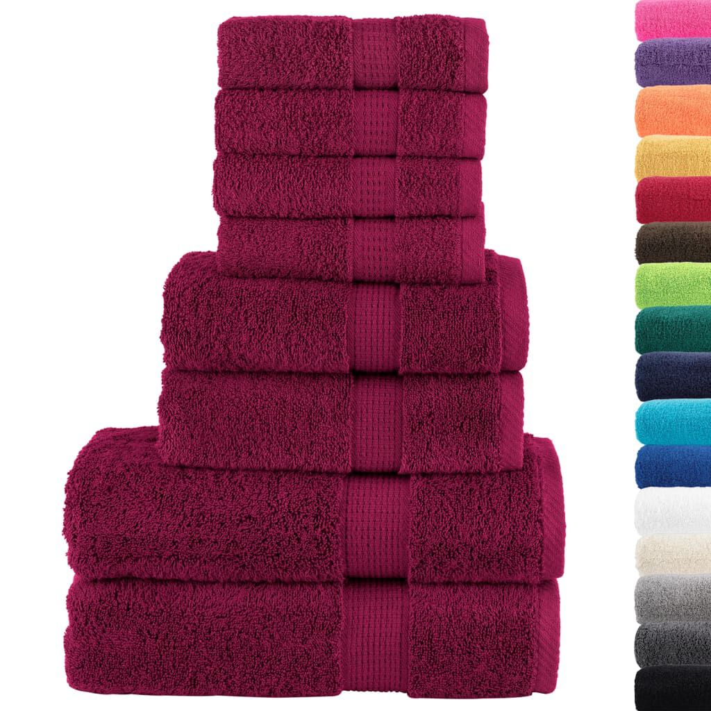 vidaXL 8-delige premium handdoekenset SOLUND, bordeauxrood, 600 g/cm²