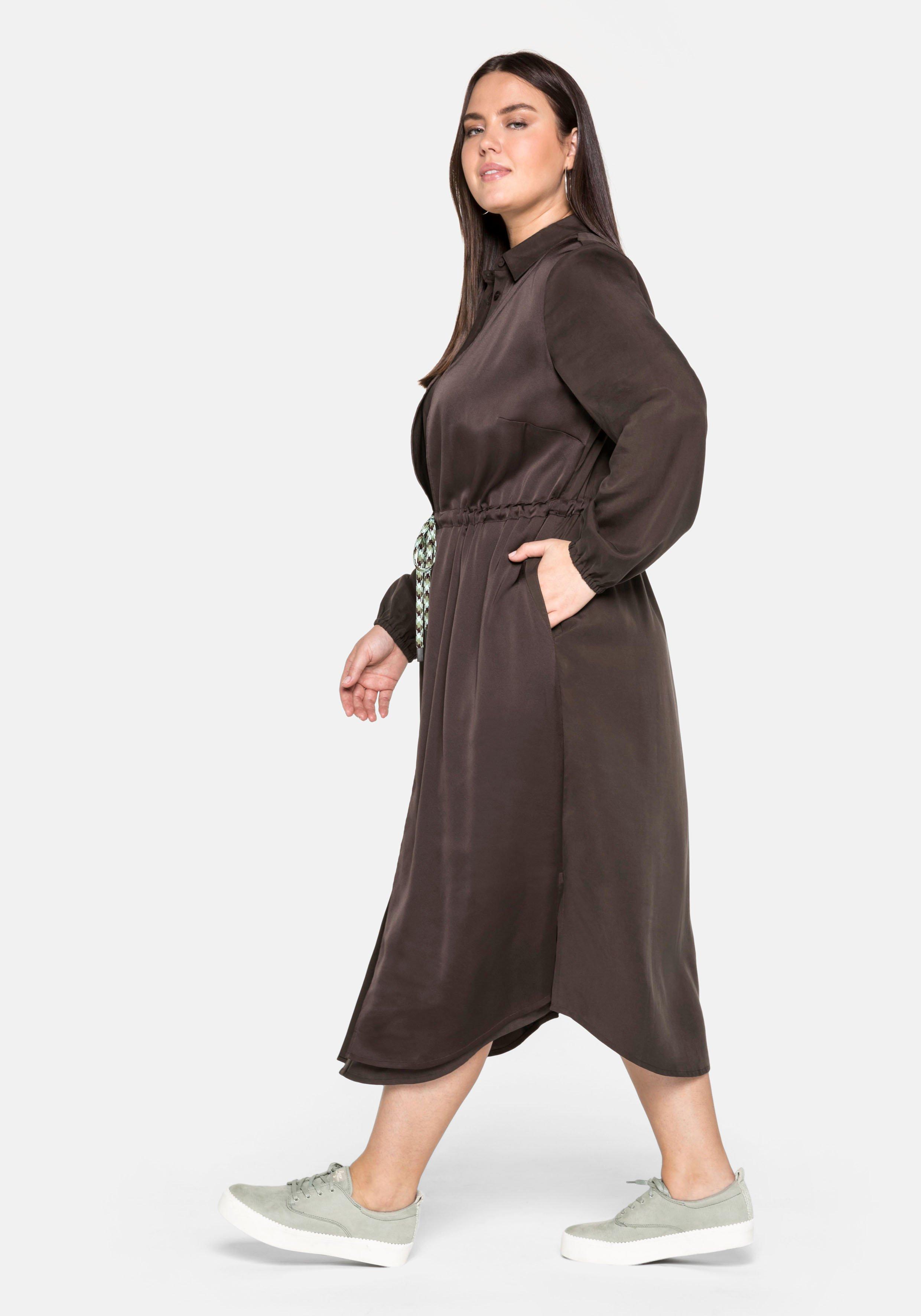 Hemdblusenkleid in 2-in-1-Optik, im Materialmix