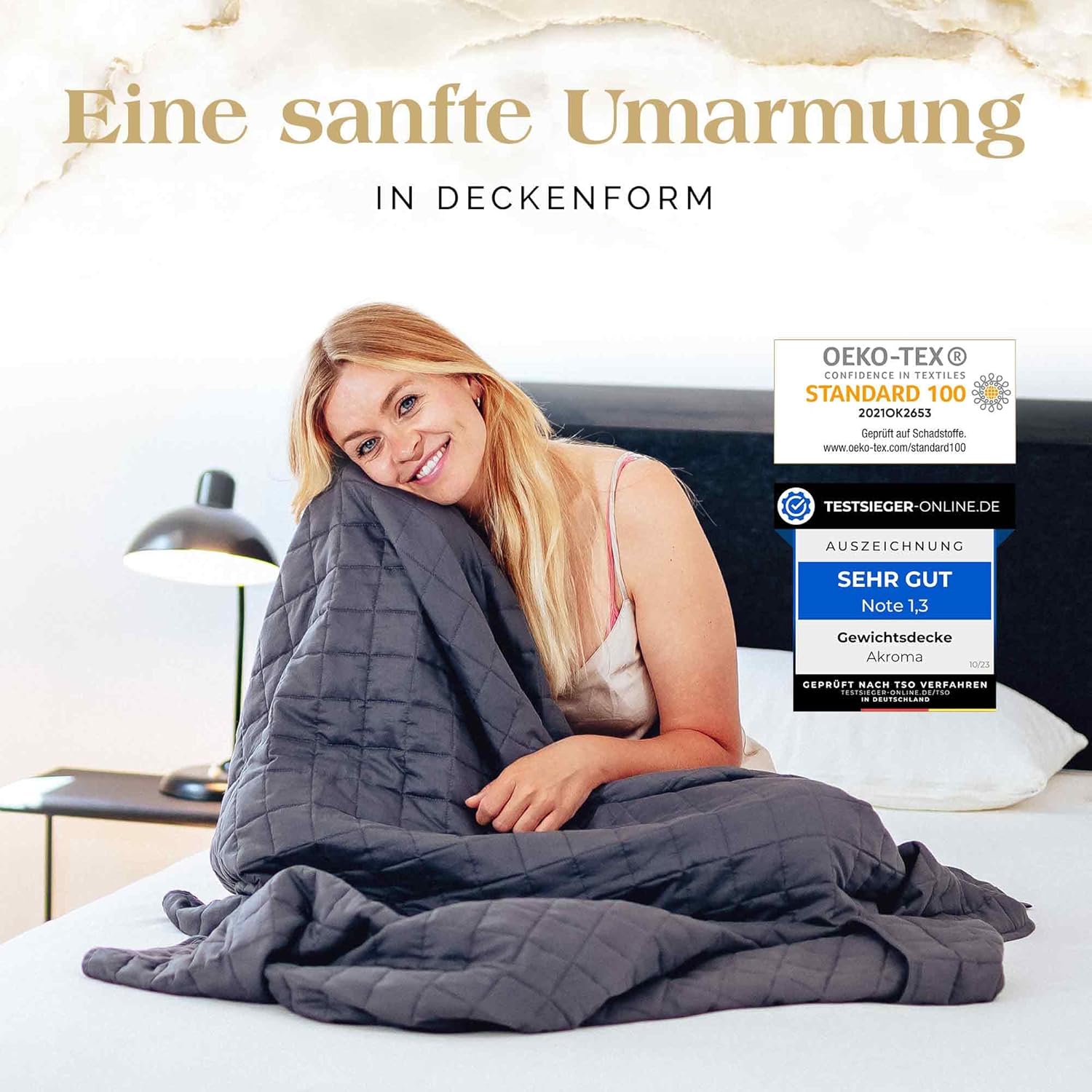 Akroma Premium Gewichtsdecke 135x200cm 6KG – Anti Stress Therapiedecke - Schwere Bettdecke zum Besser schlafen – Entspannungsdecke gegen Schlafstörung - 100% Baumwolle (OekoTex) - Weighted Blanket
