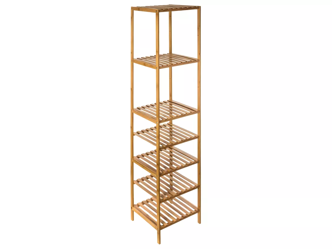 Étagère de rangement Colonne 6 niveaux en Bambou H 145 cm