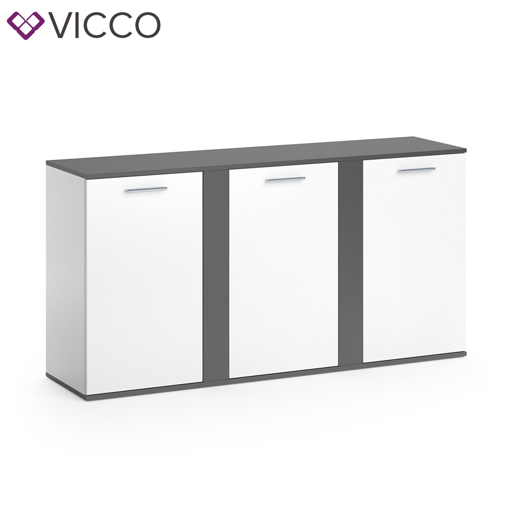 VICCO Sideboard NOVELLI Highboard weiß anthrazit Kommode Anrichte 3 Türen