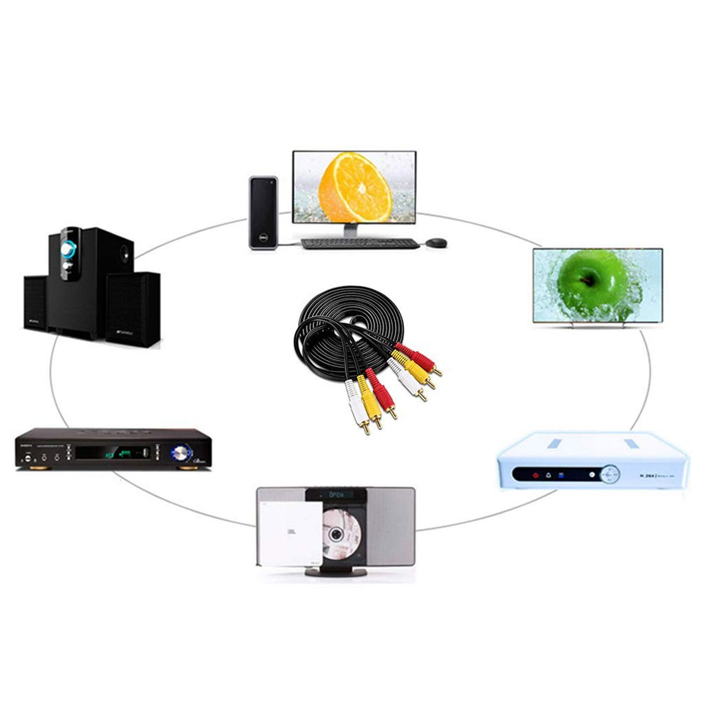 (1.5m) Cinch AV Audio Video Kabel 3-RCA Verbindungskabel - Schwarz
